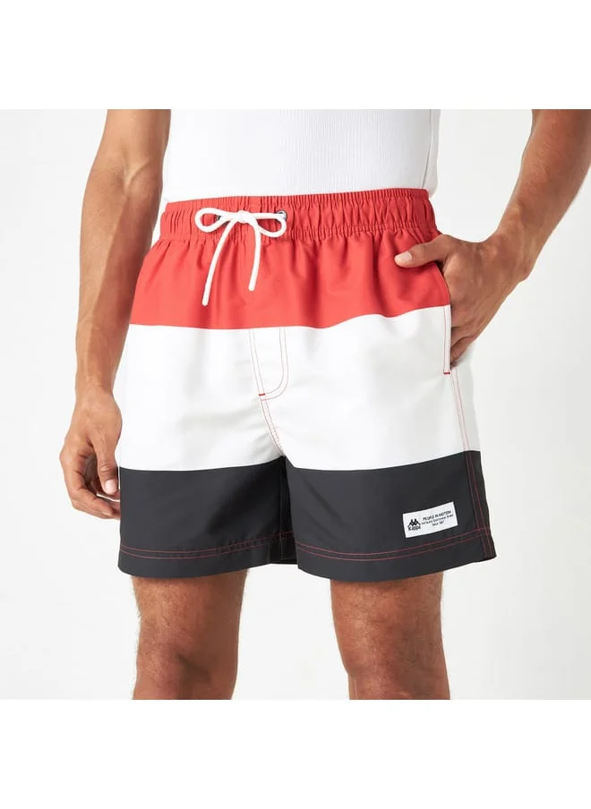 Kappa Kappa Colourblock Swim Shorts with Drawstring Closure and Pockets