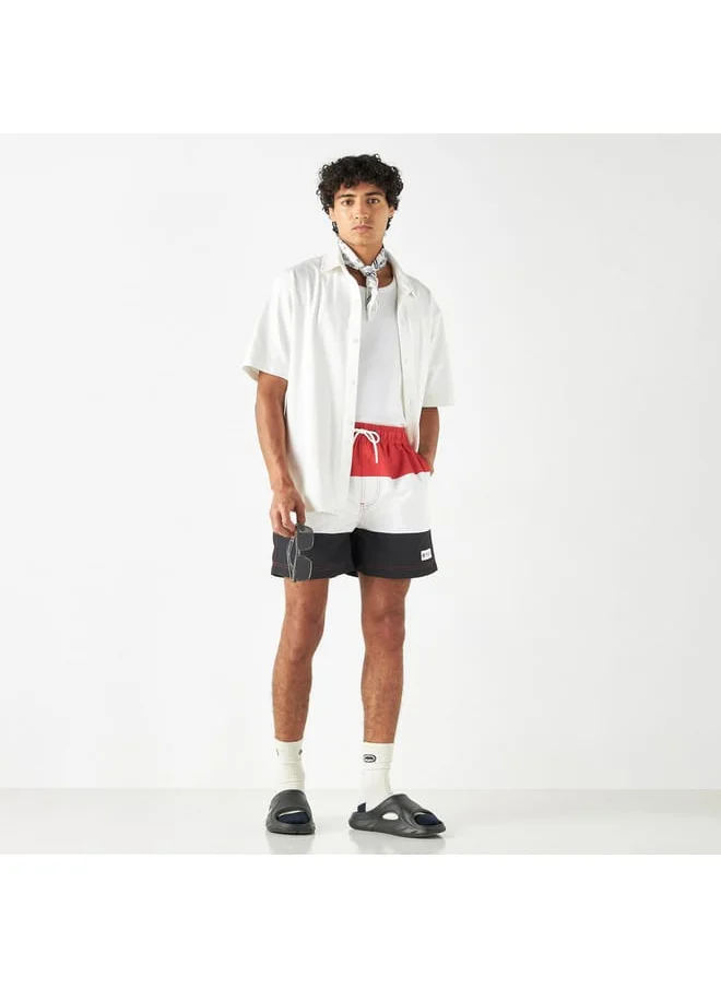 Kappa Kappa Colourblock Swim Shorts with Drawstring Closure and Pockets