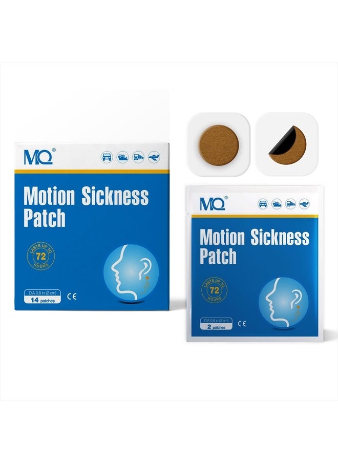 MQ 14ct Motion Sickness Patches Non Drowsy, Sea Sickness Patch Behind Ear for Cruise Ship Travel, Waterproof Car Sick Patches Fast Acting & Long Last up to 72H  - Image 1