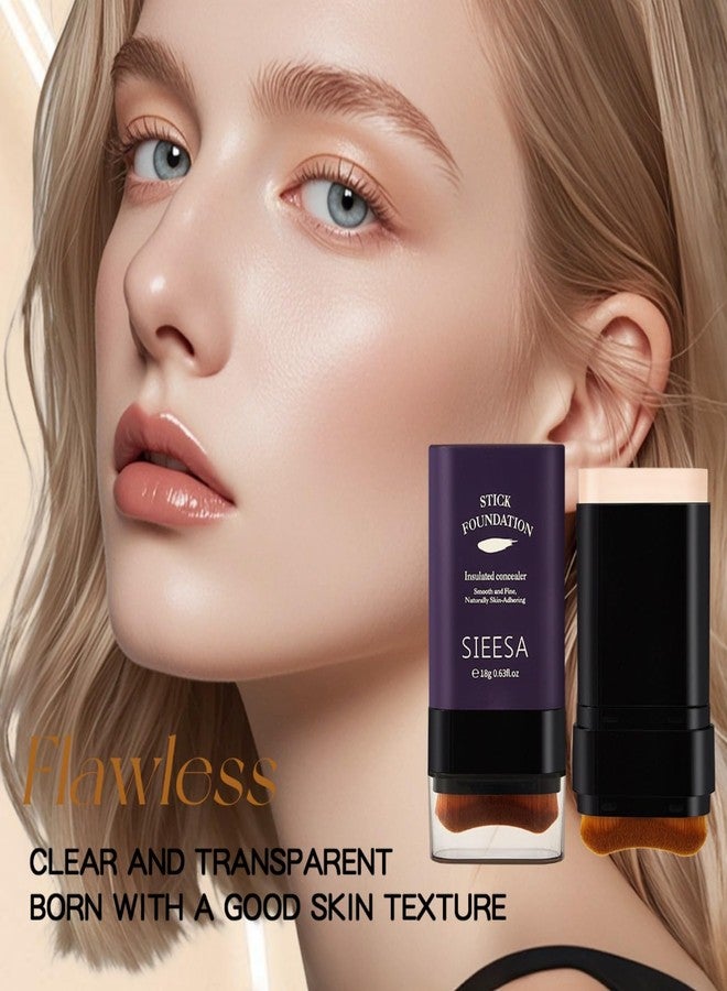 sunohyesla Korean Dual Ended Foundation Stick with Brush, 2 in 1 Concealer Foundation Stick & Contour Makeup, Hydrating Formula - Lightweight, Waterproof, Covers Blemishes (Ivory White) - Image 3