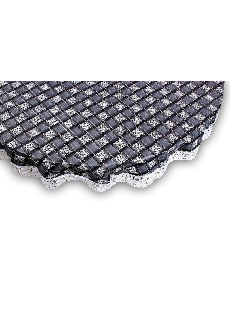 craft city CRAFT CITY Grey Color Check Design Center/Dining Table Cover for 2/4 Seater Table Cloth/Water and dust with Oil-Proof PVC Round Shape (60 inch Round)  - Image 2