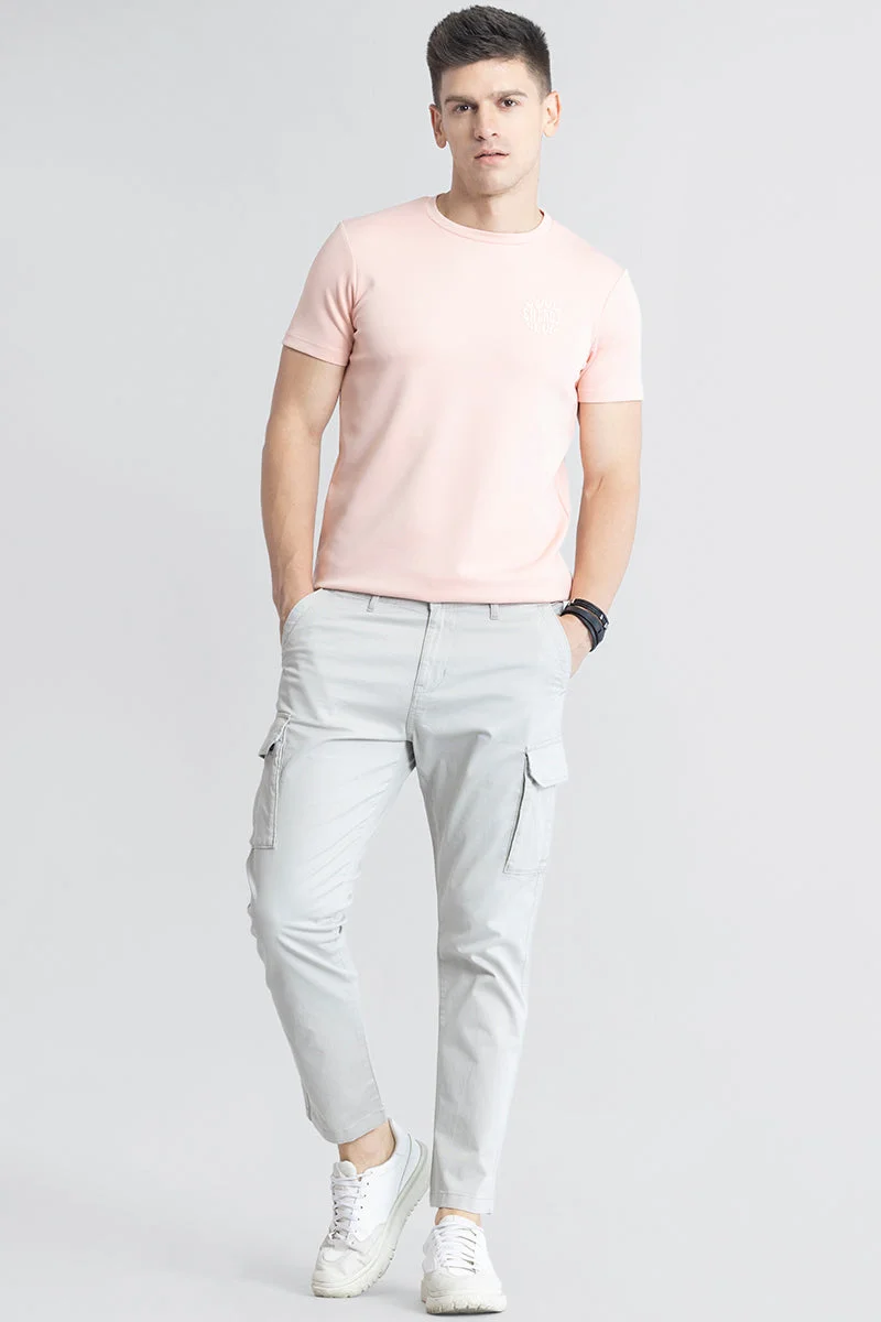 SNITCH بنطلون كارغو رمادي فاتح نحيف عصري