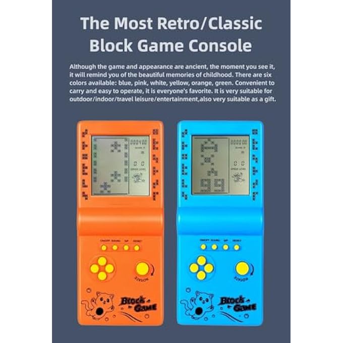 RETRO LOCK GAME CONSOLE MULTIPLE GAMES ADJUSTABLE LEVEL/SPEED PORTABLE CONSOLE BRICK GAME PUZZLE GAME ELECTRONIC TOYS CHILDREN/FRIENDS/HOLIDAY GIFTS (WHITE) - Image 3