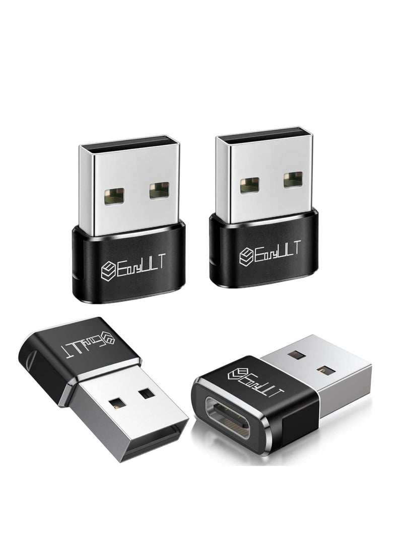 EasyULT USB to USB C Adapter 4 Pieces USB C Female to USB Male Adapter Type C Fast Sync Adapter for iPhone 15 14 13 Pro Max, Samsung Galaxy S23/S22 (Black) - Image 1