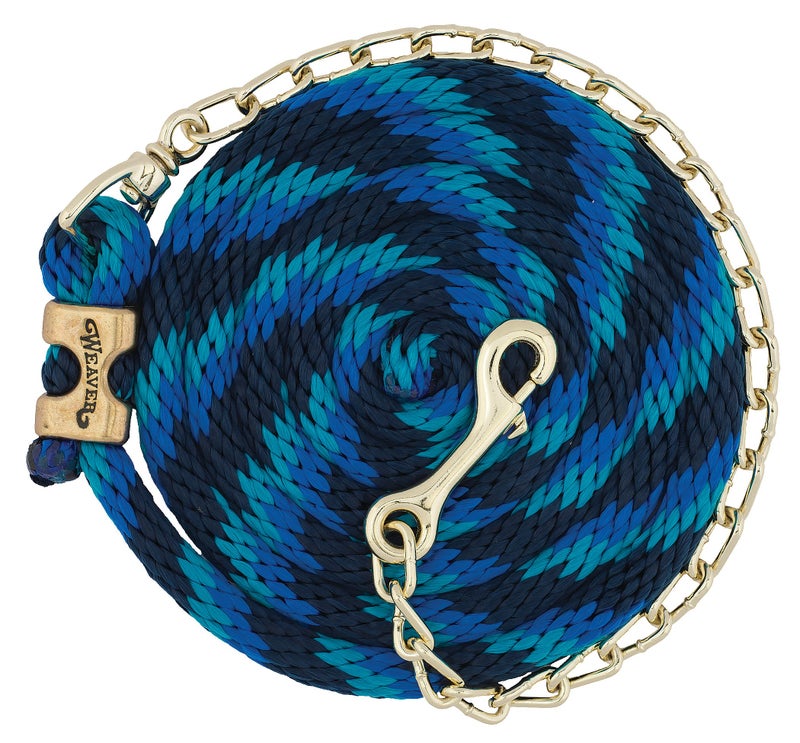Weaver Leather Poly Lead Rope with Swivel Chain Navy/Blue/Turquoise, 5/8" x8'6" - Image 3