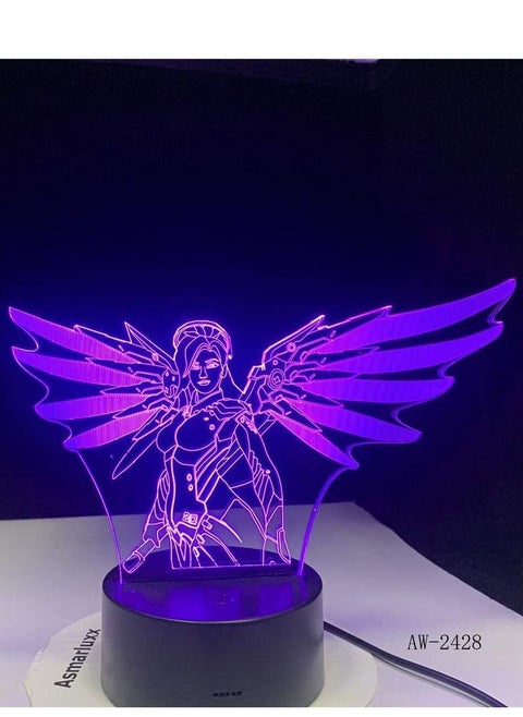 Multicolour Bedside Lamp Wonder Woman With Wing 3D Lamp 16 Color LED Night Lamp For Kids Touch and Remote LED USB Table Lampara Sleeping Nightlight