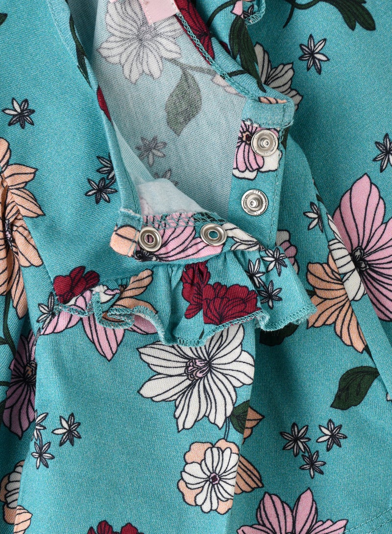 جيلين بلوزة بأكمام طويلة بطبعة زهور للبنات - Image 4