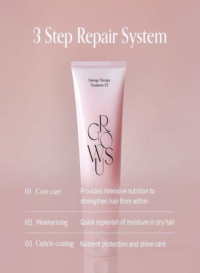 GROWUS Damage Therapy Protein Hair Treatment 7.43 fl oz | Repair & Hydrate for Dry, Brittle Hair | Creamy Deep Conditioner with Bulgarian Rose Musk Scent | Paraben & Sulfate Free | K-Beauty - Image 3