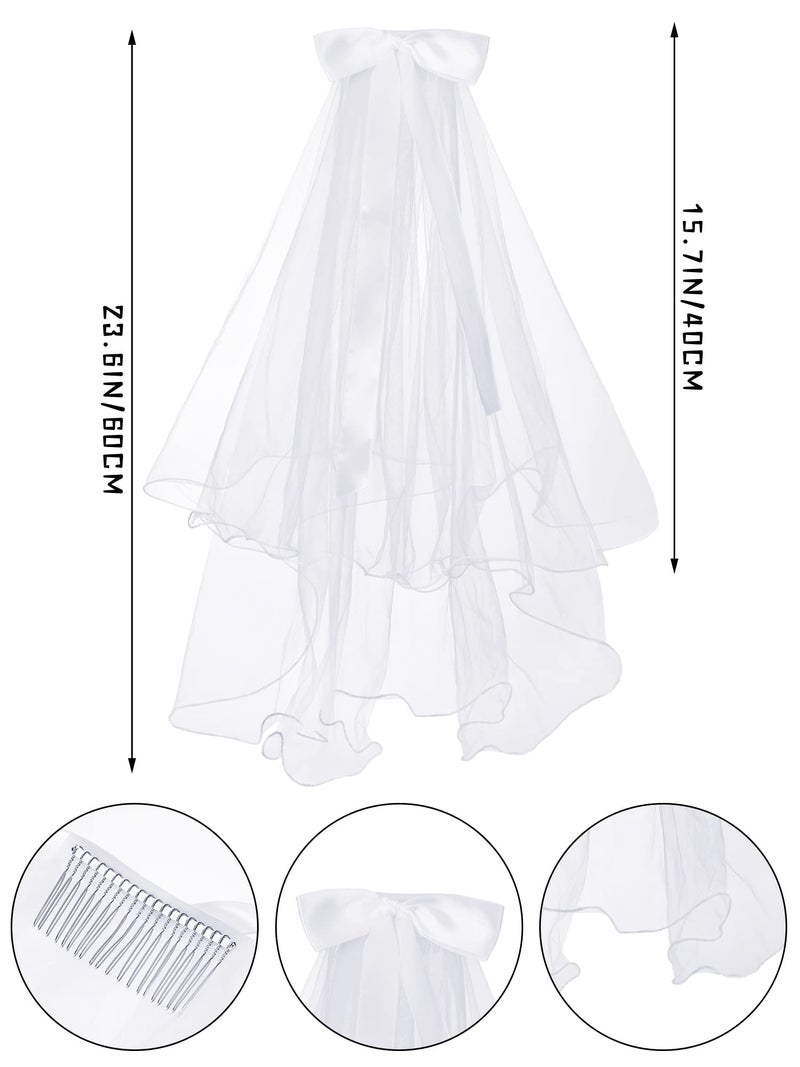 Geyoga 2 Pcs First Communion Veil and Gloves Set for Girls 1st Holy Communion Accessories for Kids Wedding Party Costume(Stylish) - Image 3