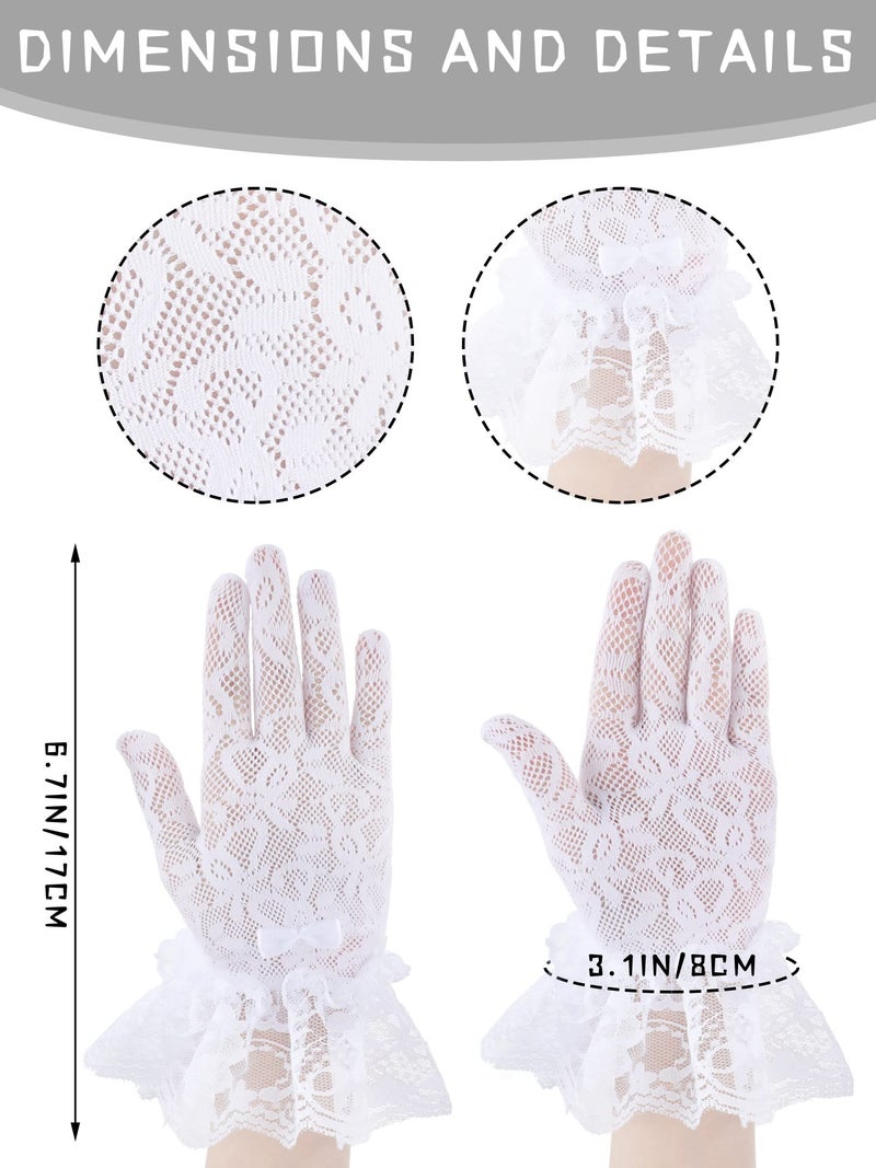 Geyoga 2 Pcs First Communion Veil and Gloves Set for Girls 1st Holy Communion Accessories for Kids Wedding Party Costume(Stylish) - Image 5