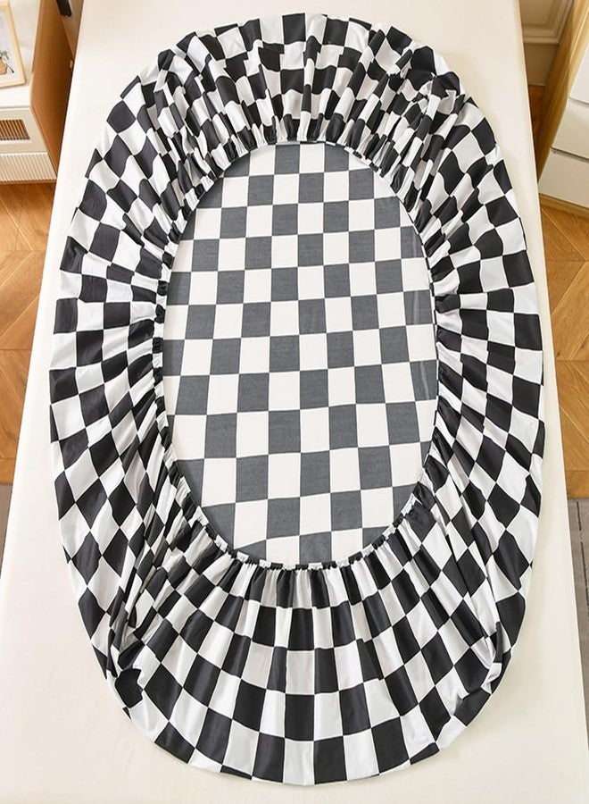 Mengersi Fitted Sheet Queen Size-Microfiber Fitted Bottom Sheet- Ultra-Soft Deep Pocket-Black White Fitted Sheet - Image 2