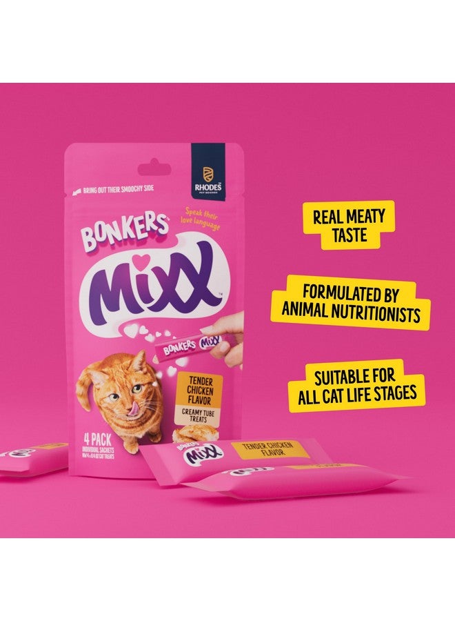 Bonkers Mixx, Wet Lickable Tube Tender Chicken Flavor Cat Treats, Real Meat Treats, Treats for Training or Food Topper, for All Breeds and Ages, Value Pack (15 Pack, 60 Tubes) - Image 2