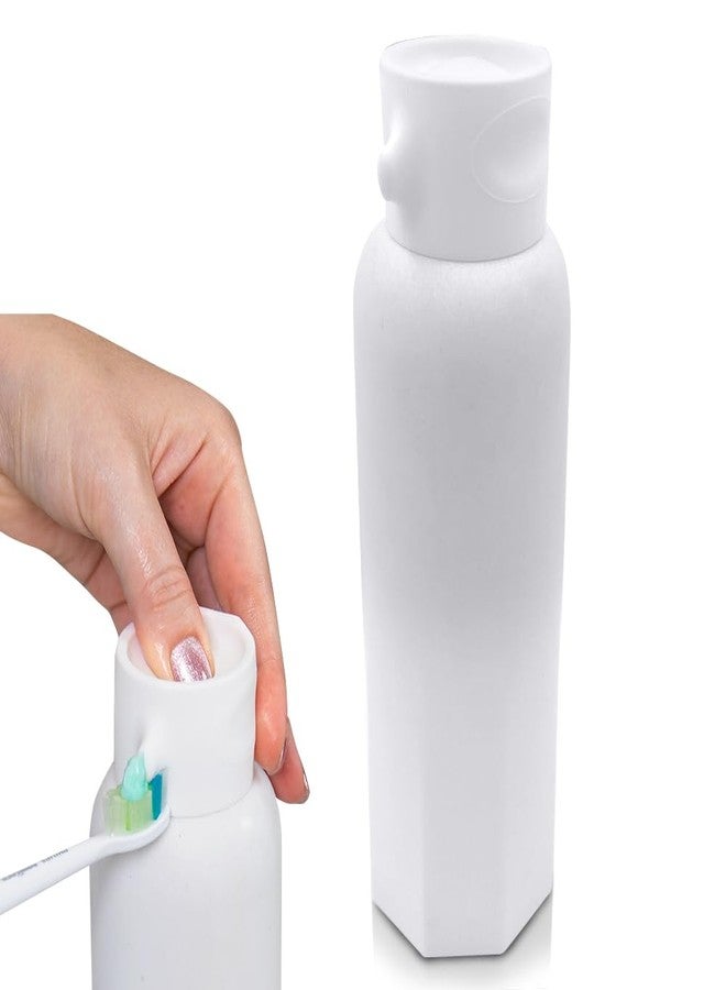 Chrome Cherry CANOVA Toothpaste Dispenser - No-Waste Countertop Dispenser for Kids & Adults - Vacuum Valve, Fits Most Standard Tubes up to 230g, Dishwasher-Safe Silicone Cap - Modern Aesthetic Stone Design - Image 1