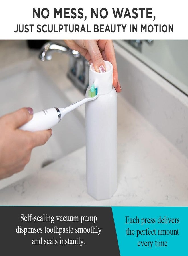Chrome Cherry CANOVA Toothpaste Dispenser - No-Waste Countertop Dispenser for Kids & Adults - Vacuum Valve, Fits Most Standard Tubes up to 230g, Dishwasher-Safe Silicone Cap - Modern Aesthetic Stone Design - Image 3