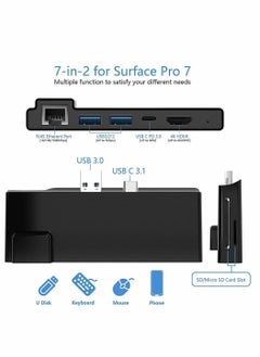 Y&D Hub Docking Station with HDMI Adapter+1000M Gigabit Ethernet LAN+ USB C PD Charging +2 Port 3.0+SD/TF(Micro SD) Card Reader Converter Combo Adaptor for Microsoft Surface Pro 7  - Image 2