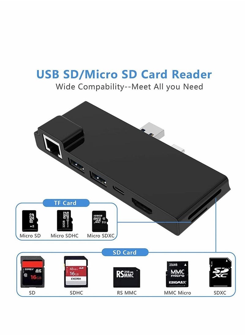 Y&D - Hub Docking Station with HDMI Adapter+1000M Gigabit Ethernet LAN+ USB C PD Charging +2 Port 3.0+SD/TF(Micro SD) Card Reader Converter Combo Adaptor for Microsoft Surface Pro 7 - Image 1