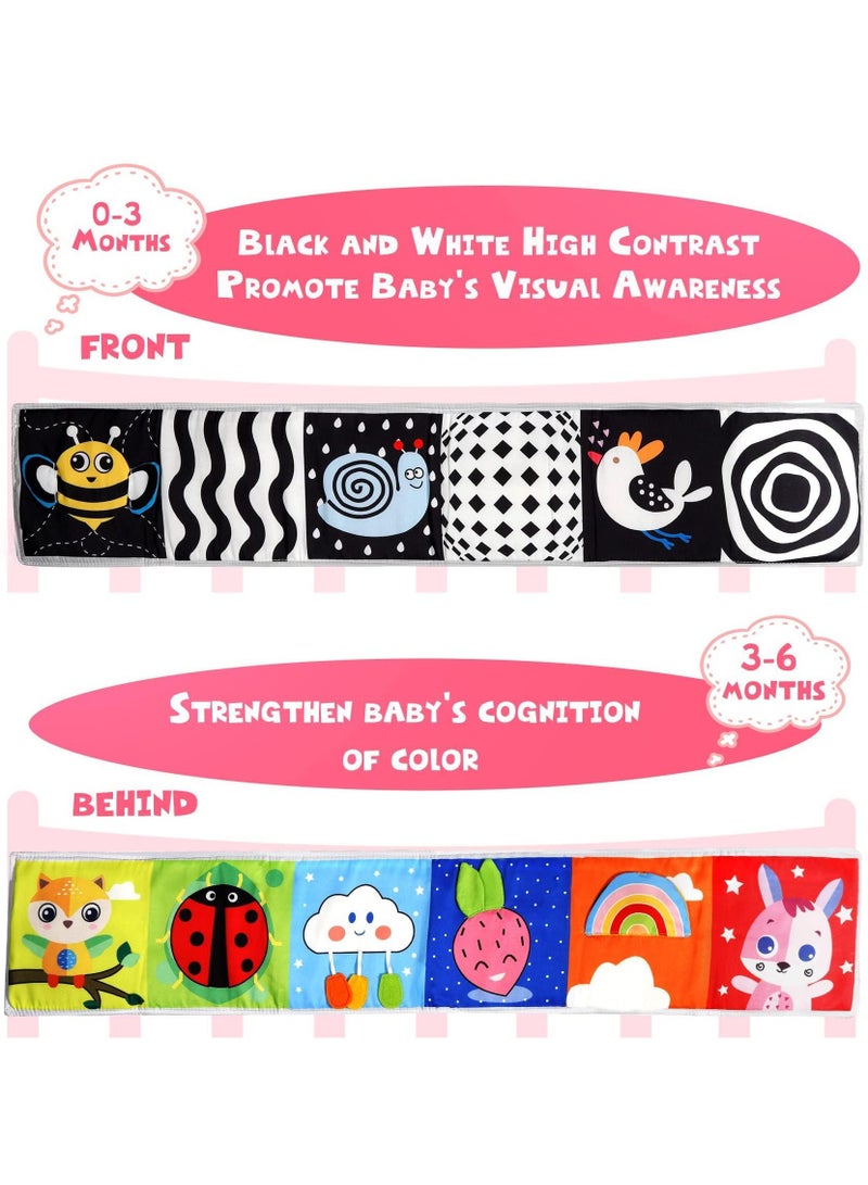 Baby toys 0-6-12 months boy girl gifts,infant tummy time toys 0-3-6 months, black and white high contrast soft baby books for 0-6 months, montessori senory toys for babies 6-12 months newborn toys - Image 2