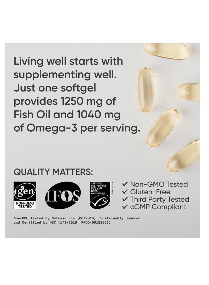 SPORTS RESEARCH SR Omega-3 Fish Oil Triple Strength 1250mg 30 Softgels - Image 4