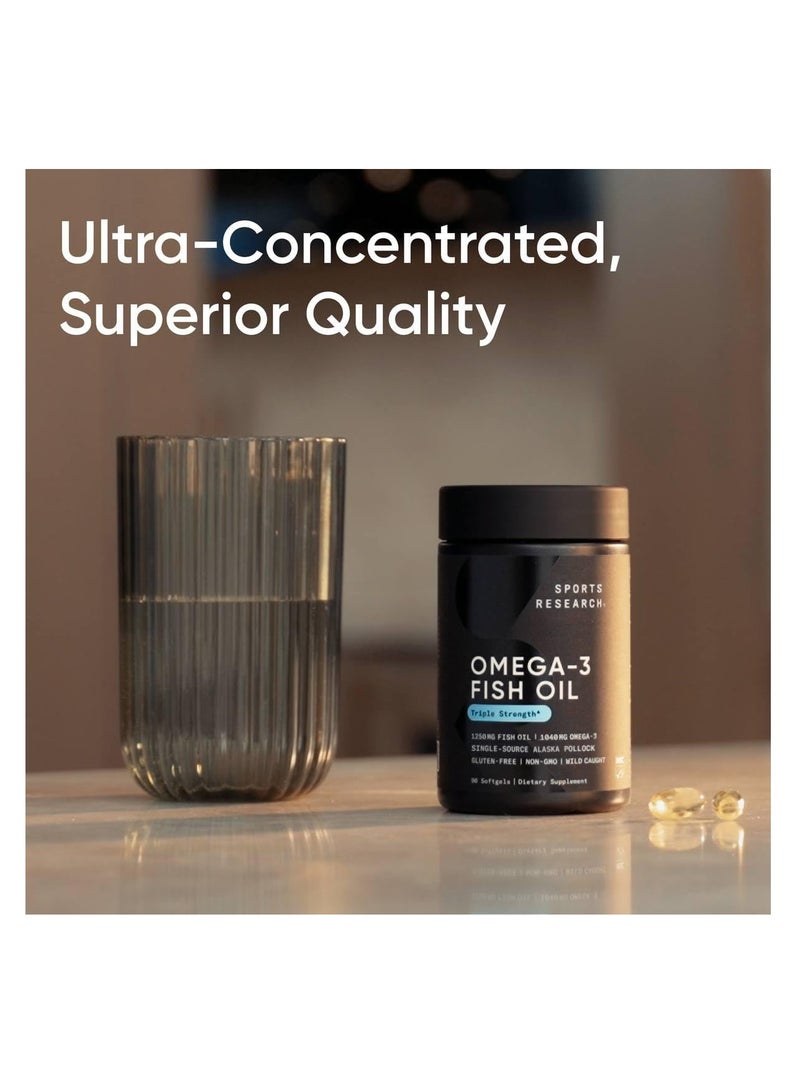 SPORTS RESEARCH SR Omega-3 Fish Oil Triple Strength 1250mg 30 Softgels - Image 5