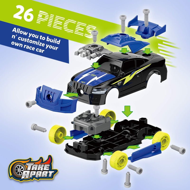 Coogam Take Apart Racing Car with Electric Screwdriver Tool, Fine Motor Skill Toy Car Construction Set STEM Building Learning Game with Light and Sound Gifts for Year Old Boys and Girls - Image 2