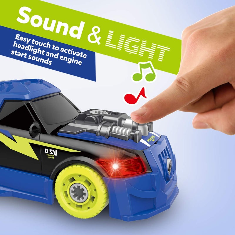 Coogam Take Apart Racing Car with Electric Screwdriver Tool, Fine Motor Skill Toy Car Construction Set STEM Building Learning Game with Light and Sound Gifts for Year Old Boys and Girls - Image 4