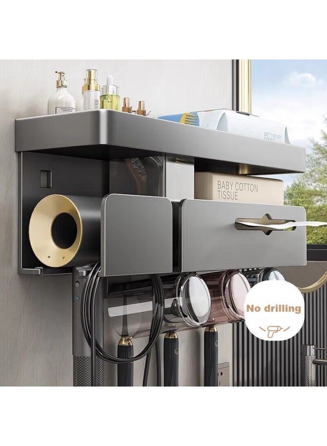 Muya Electric Toothbrush Holder, Bathroom Storage Rack, Toilet And Bathroom Mouthwash Cup, Multifunctional Hair Dryer Wall-mounted Rack - Image 1
