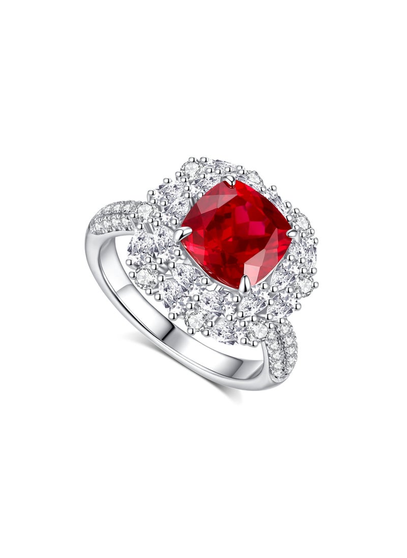 QUAINT 3-Carat Royal Red Square-Cut Lab-Grown Ruby Ring  - Image 1