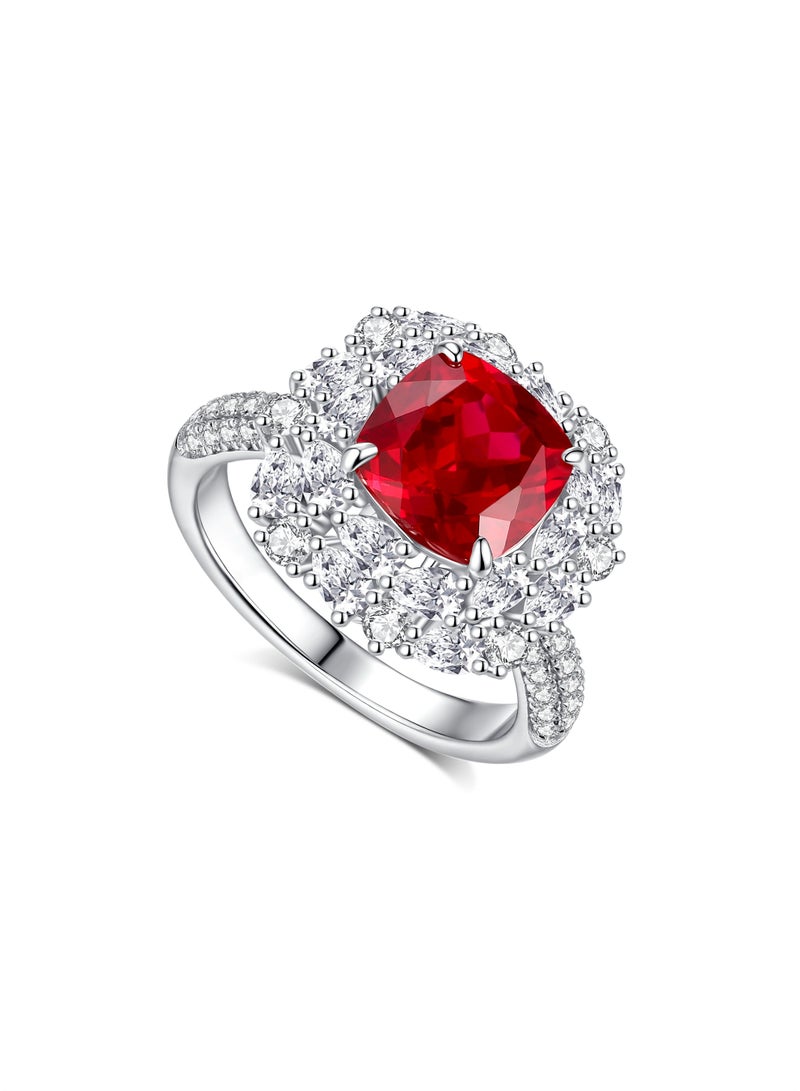 QUAINT 3-Carat Royal Red Square-Cut Lab-Grown Ruby Ring - Image 1