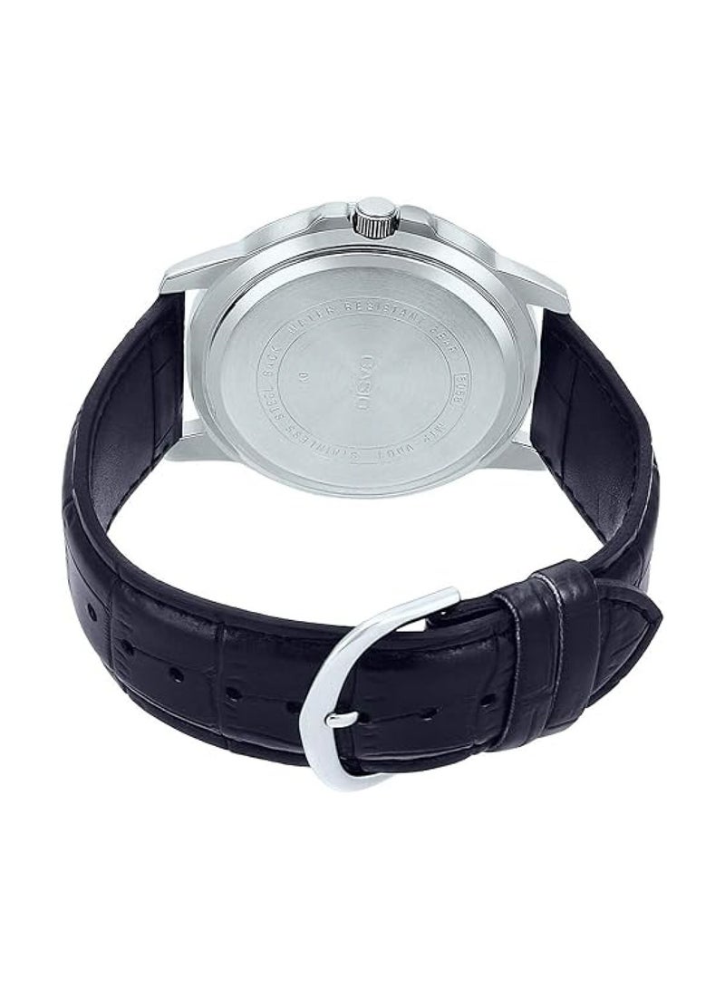 CASIO Men's Water Resistant Leather Analog Watch MTP-VD01L-1EVUDF - 45 mm - Black - Image 5