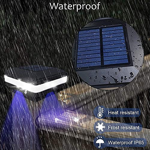 Sumaote Solar Post Cap Light, 52 LEDs 160 Lumen Outdoor Solar Post Light Fits 4x4 5x5 6x6 Wooden Posts IP65 Deck Fence Lights Platform Garden Patio 6000K White Lighting, Black Shell, 4 Pack - Image 3