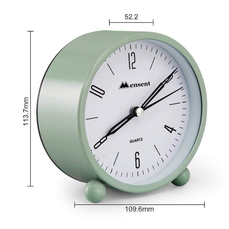 Mensent Kadio Alarm ClockMensent 4 inch Round Silent Analog Alarm Clock Non Tickingwith Night Light Battery Powered Super Silent Alarm Clock Simple Design BesideDesk Alarm Clock Green - Image 3