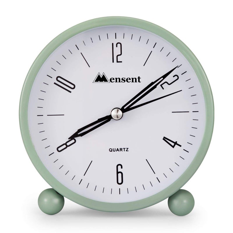 Mensent Kadio Alarm ClockMensent 4 inch Round Silent Analog Alarm Clock Non Tickingwith Night Light Battery Powered Super Silent Alarm Clock Simple Design BesideDesk Alarm Clock Green - Image 2