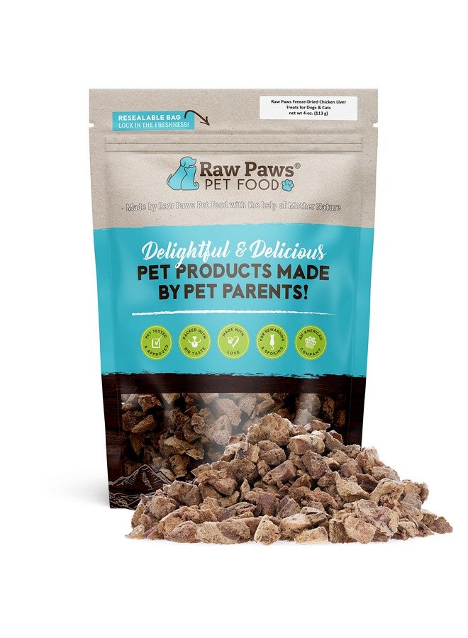 Raw Paws Freeze Dried Chicken Liver Dog Treats & Cats Treats, 4Oz  Made In Usa  Freeze Dried Liver Treats For Dogs  Dog Liver Treats  Freeze Dried Liver For Dogs  Dried Liver Dog Treats - Image 1
