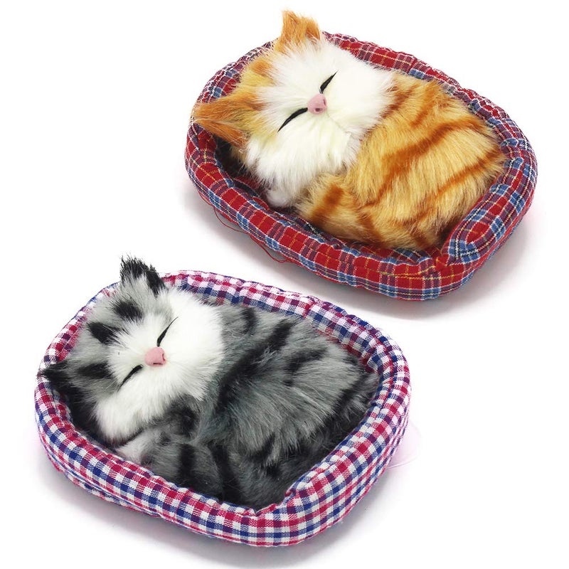 Coolayoung 2Pcs Sleeping Cat in Pet Pad Doll Toy Mini Kitten in Pet Pad with Meows Sounds Decor for Office Desk Hand Toy Gift for Kids Boys Girls - Image 4