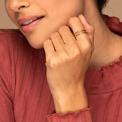 NOKMIT 2PCS 1.5mm 14K Gold Plated Rings for Women Thin Gold Ring Dainty Cute Stacking Stackable Thumb Pinky Band Non Tarnish Comfort Fit Size 5 to 10 (6) - Image 3
