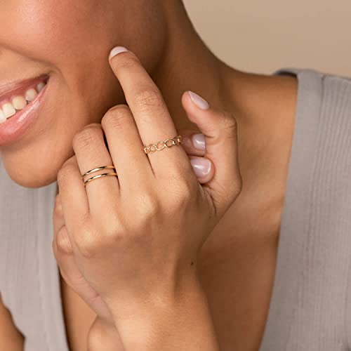 NOKMIT 2PCS 1.5mm 14K Gold Plated Rings for Women Thin Gold Ring Dainty Cute Stacking Stackable Thumb Pinky Band Non Tarnish Comfort Fit Size 5 to 10 (6) - Image 5