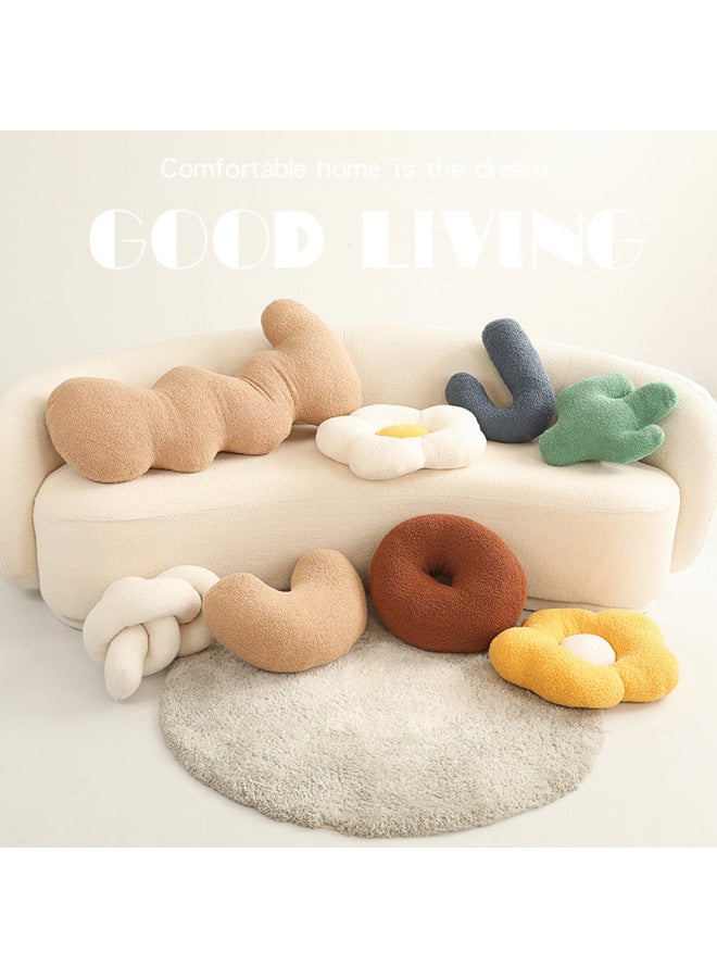 Cute Cloud Flower Pillow Long Pillow Girl's Sleeping Leg Clip Pillow Bedroom Bedside Cushion Large Backrest Pillow-Specifications:50*28cm Knotted Pillow - Image 3