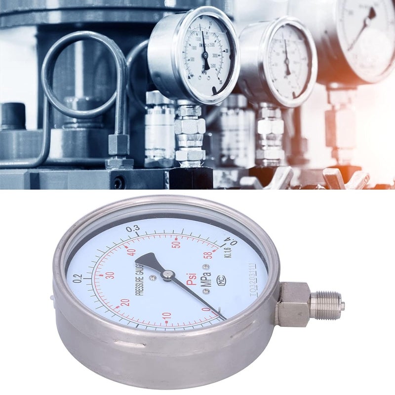 مقياس ضغط من الفولاذ المقاوم للصدأ 0-4 ميجاباسكال M20x1.5 Y150BF تركيب عمودي للاستخدام الصناعي - Image 4