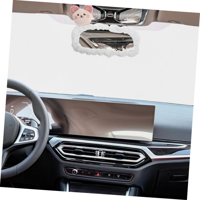 Furry Rabbit Rearview Mirror Cover Plush Protector Cute Panda Design Easy Install - Image 5