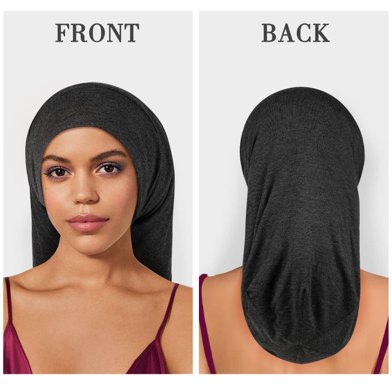 Fittia Long XL Silk Satin Bonnet for Braids, Dreadlocks for Curly Hair Sleeping, Large Silk Sleep Cap for Black Women Men Frizzy Hair - Image 4
