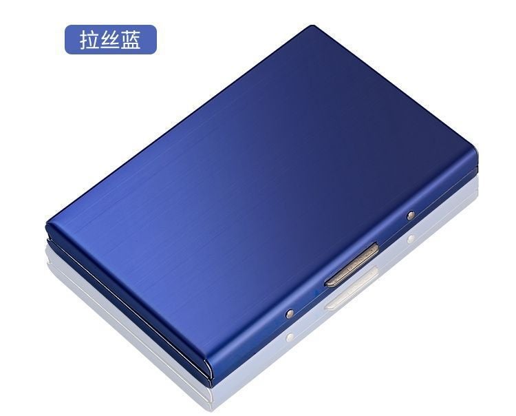 Multi-Slot Stainless Steel RFID-Blocking Wallet for Men Blue 6 cards 