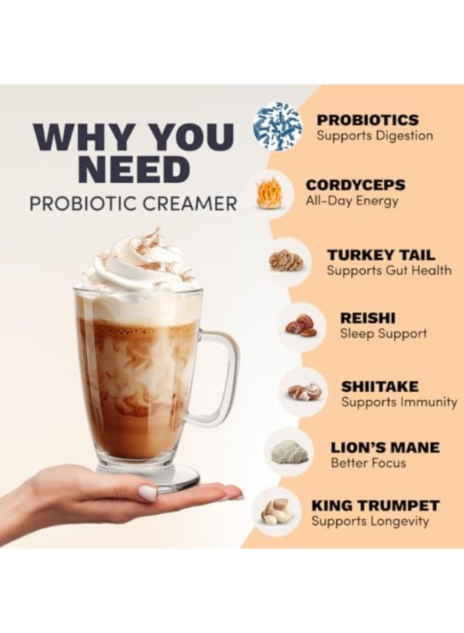 RYZE SUPERFOODS Probiotic Coffee Creamer with 6 Organic Adaptogenic Mushrooms & Probiotics for Energy, Focus, Digestion with USA Grown Turkey Tail, Shiitake, Lions Mane, Reishi, Gluten Free - Image 3