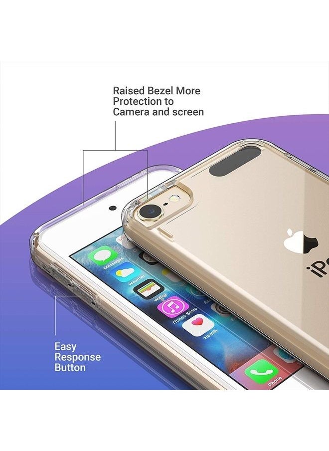 ULAK - Compatible with iPod Touch 7 Case Clear, iPod Touch 6 Touch 5 Case with 2 Screen Protectors, [Anti-Yellowing] Slim Soft TPU Bumper Hard Cover for iPod Touch 5th /6th /7th Generation, Clear - Image 1