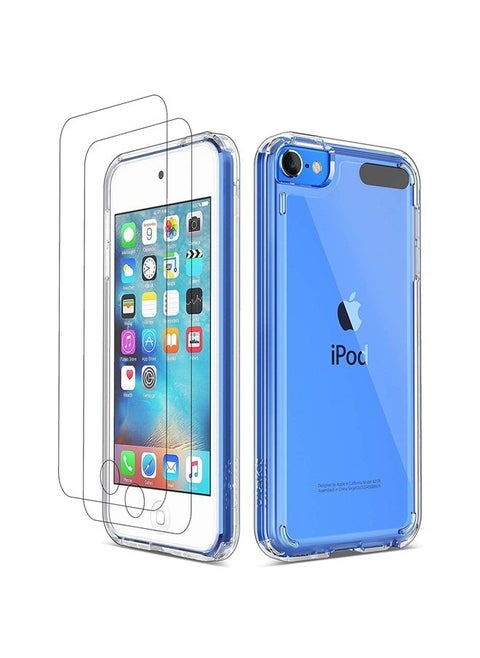 Compatible with iPod Touch 7 Case Clear, iPod Touch 6 Touch 5 Case with 2 Screen Protectors, [Anti-Yellowing] Slim Soft TPU Bumper Hard Cover for iPod Touch 5th /6th /7th Generation, Clear