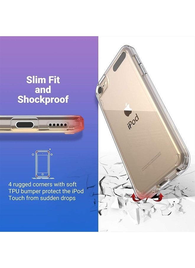 ULAK - Compatible with iPod Touch 7 Case Clear, iPod Touch 6 Touch 5 Case with 2 Screen Protectors, [Anti-Yellowing] Slim Soft TPU Bumper Hard Cover for iPod Touch 5th /6th /7th Generation, Clear - Image 1