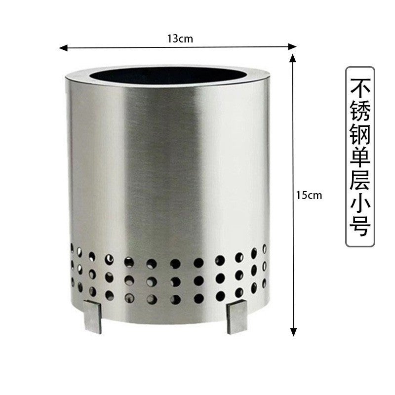 Portable Bamboo Charcoal Stainless Steel Stove Iron-Single Layer 【Silver】】