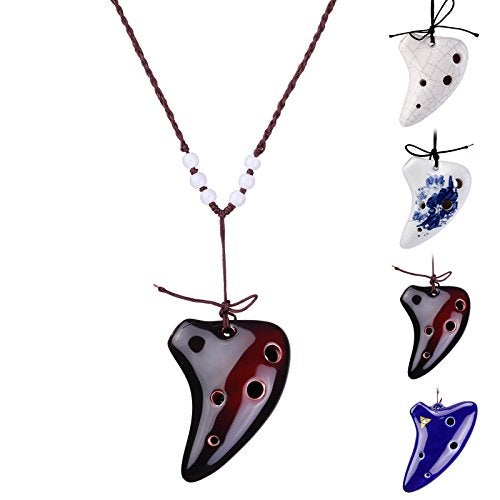 LMS L'MS 6 Hole Ceramic Strawfire Mini Ocarina with Free Tutorial Songbook (Coffee) - Image 1