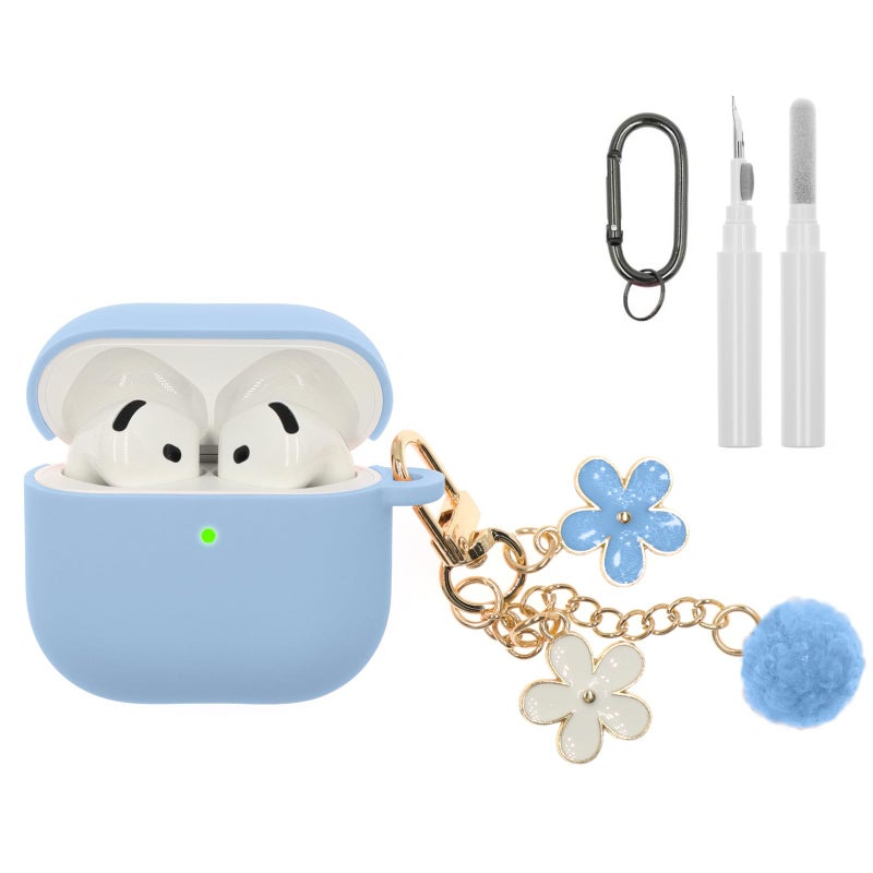 CASEFUN Compatible with AirPods 4 Case, Premium Soft Silicone Protective Case Cover for Apple AirPods 4th Generation with Cleaner Kit Keychain Accessories for Women Girls - Image 1