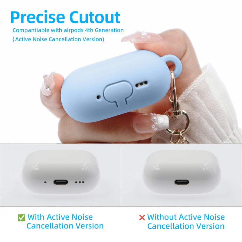 CASEFUN Compatible with AirPods 4 Case, Premium Soft Silicone Protective Case Cover for Apple AirPods 4th Generation with Cleaner Kit Keychain Accessories for Women Girls - Image 4