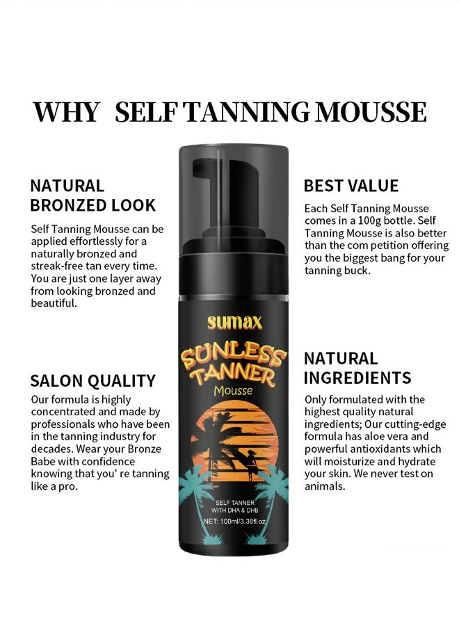 سوماكس موس تسمير ذاتي | موس تسمير ذاتي طبيعي | موس تسمير ذاتي خفيف | غني بفوائد البشرة، بدون أي مواد ضارة مضافة، نباتي، خالٍ من القسوة | موس تسمير ذاتي لجميع أنواع البشرة - Image 2